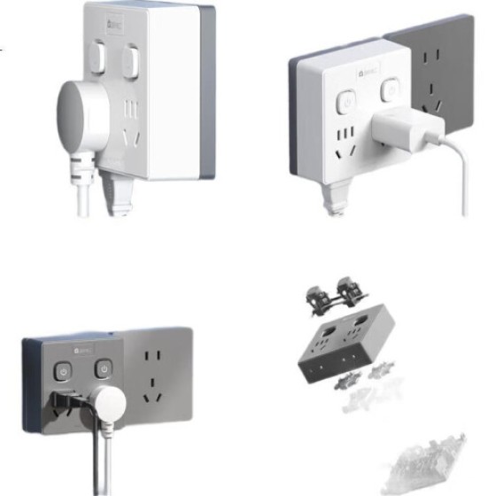 FDD ワイヤレス 86 レベル ソケット - 超薄型 多孔高出力 ベッドサイド キューブ ソケット 独立スイッチ付き、グレー、14孔デザイン